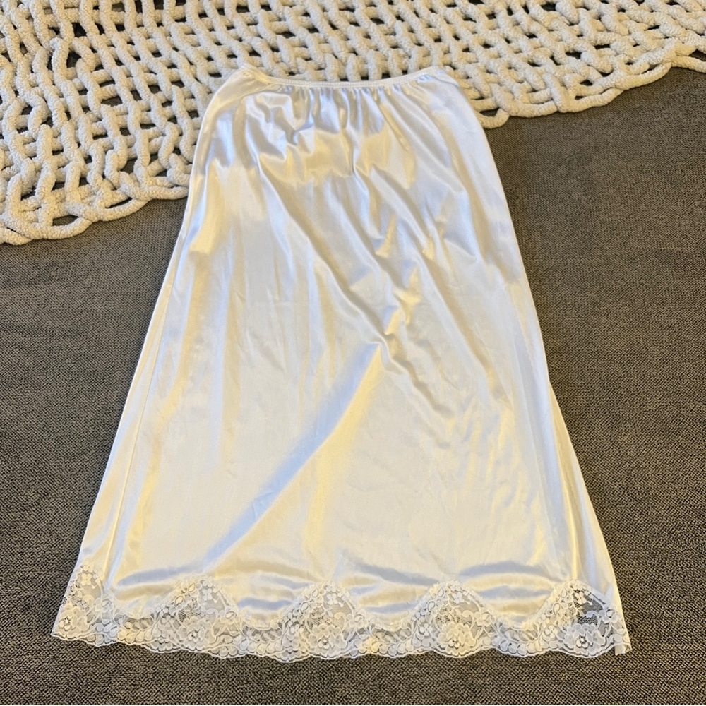 ADONNA vintage white midi slip skirt